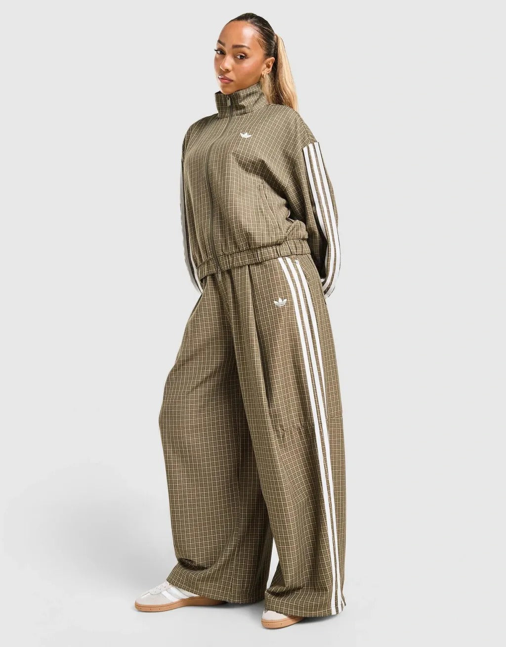 Retro Plaid Track Jacket and Pants Set.