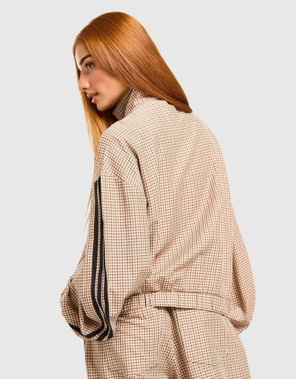 Retro Plaid Track Jacket and Pants Set.