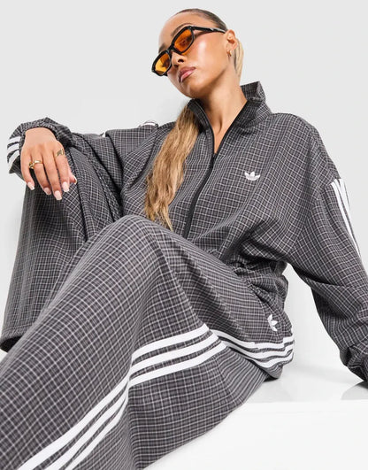 Retro Plaid Track Jacket and Pants Set.