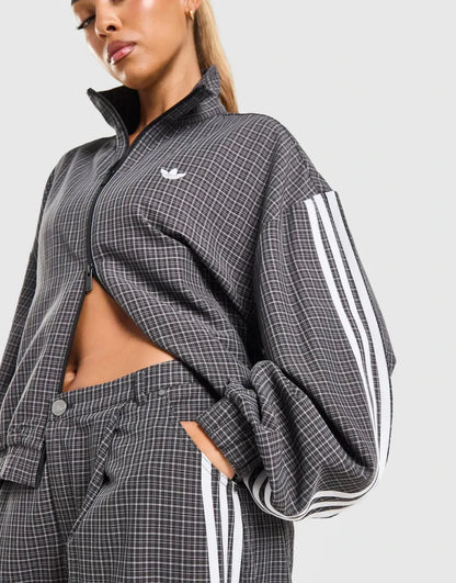 Retro Plaid Track Jacket and Pants Set.