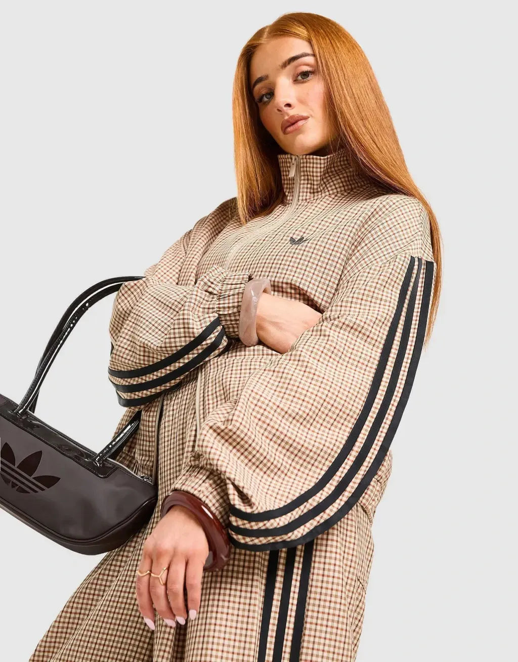 Retro Plaid Track Jacket and Pants Set.